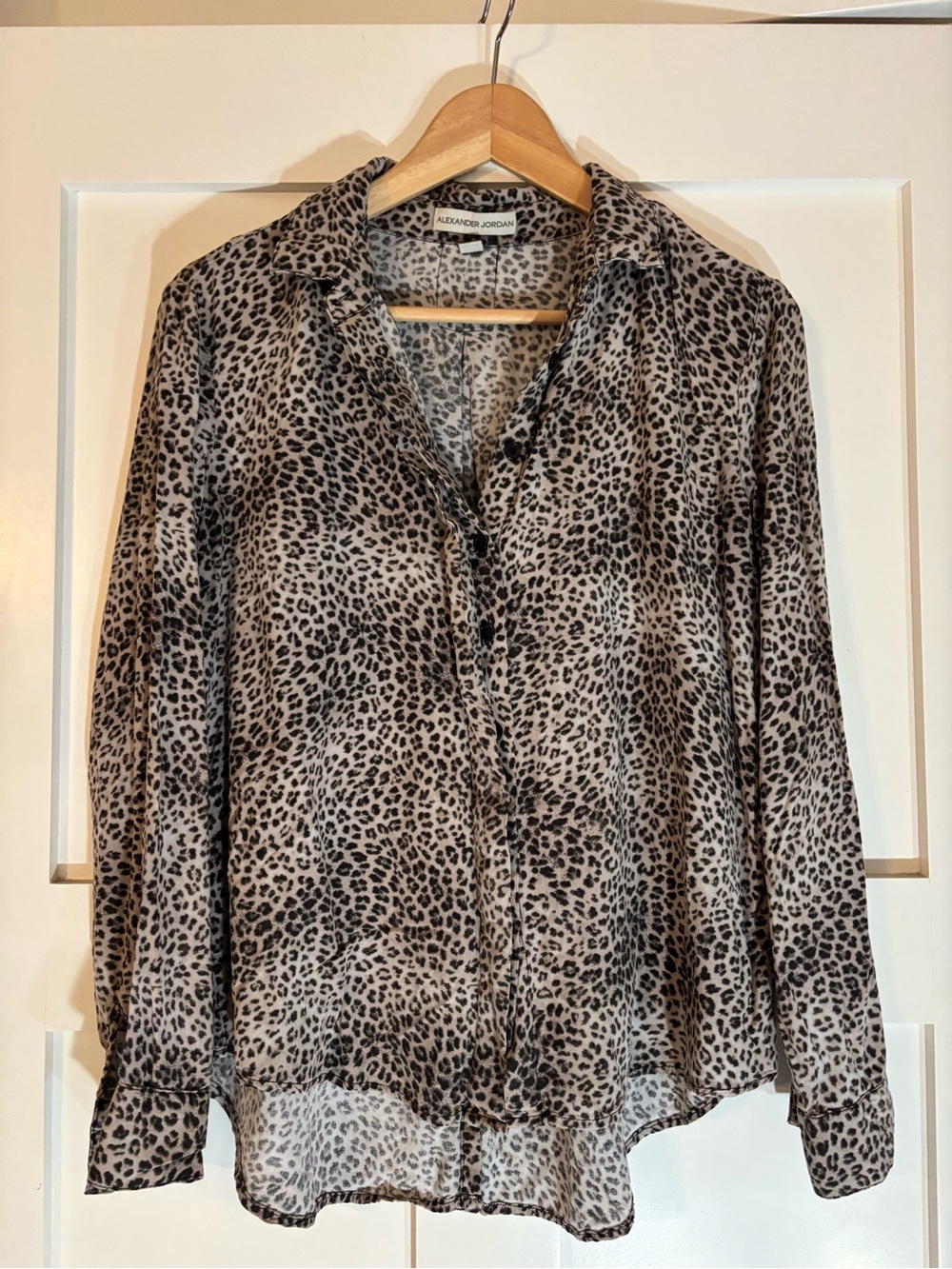 Alexander Women's Leopard Print Button-Up Blouse - Taupe/Black. Size M